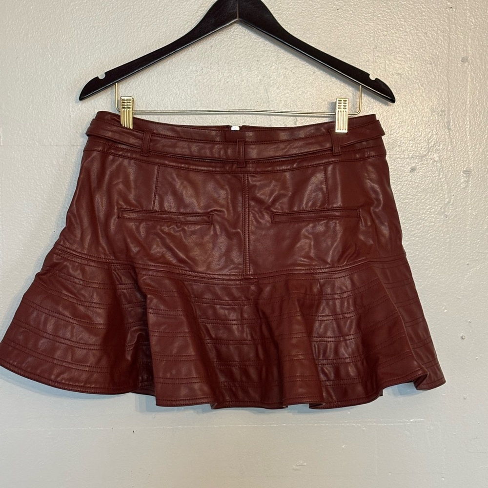 Women's Brown Faux Leather Skirt